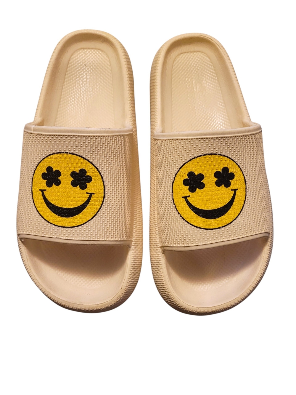 Summer Ladies Smiley Face Cloud Slide Sandals, Sz 7/8